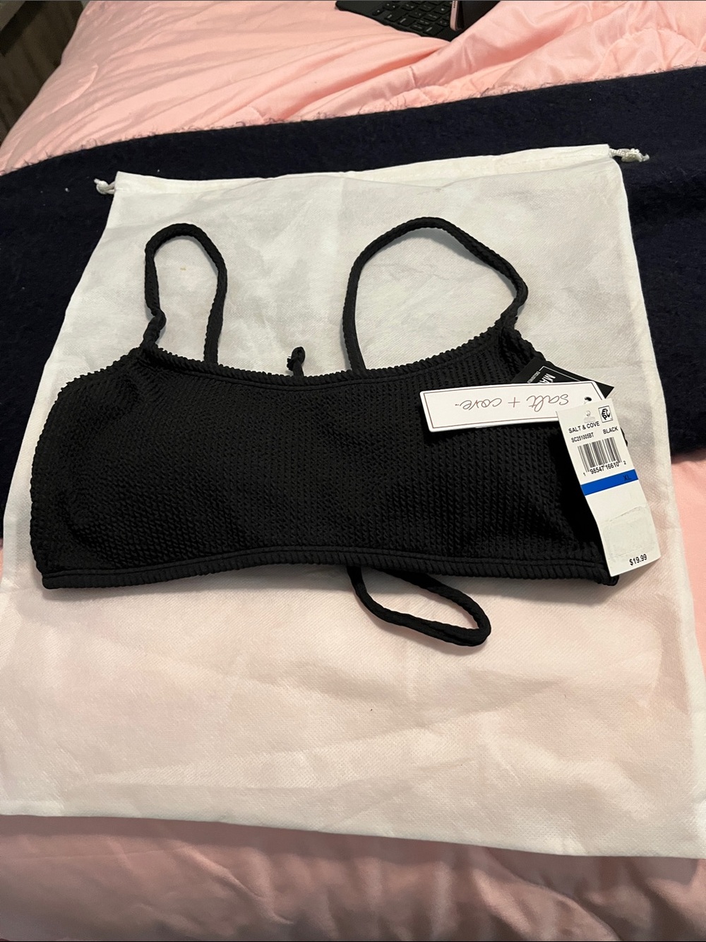 Salt + Cove Black Textured Crop Bralette